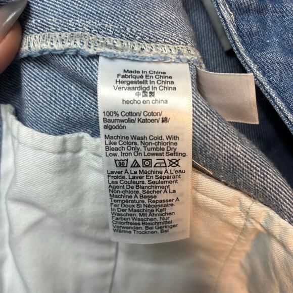J.Crew Button Front Denim Mini Skirt Blue Gold Crest Buttons Size 4 NWOT - Picture 8 of 8